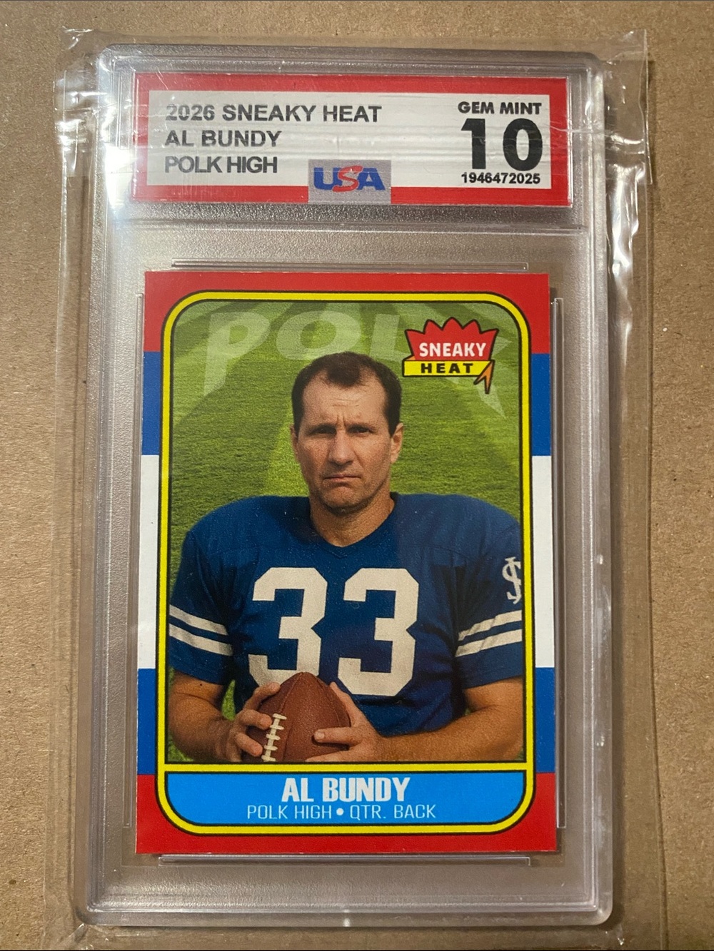 Sneaky Heat 'Al Bundy' Football Card — Blue Jersey